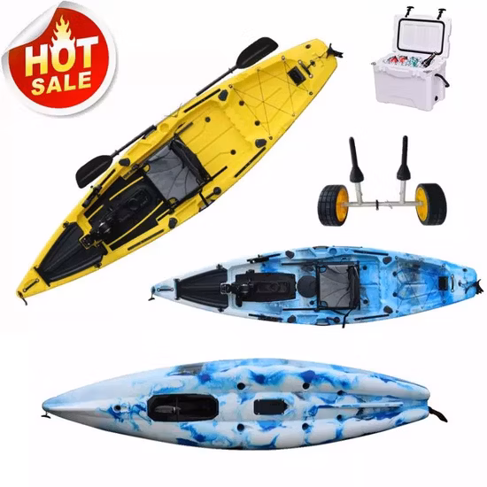Kayak da pesca con elica da 12 FT e pedale con pinna unico all'ingrosso Deisgn con sistema di azionamento a doppio pedale